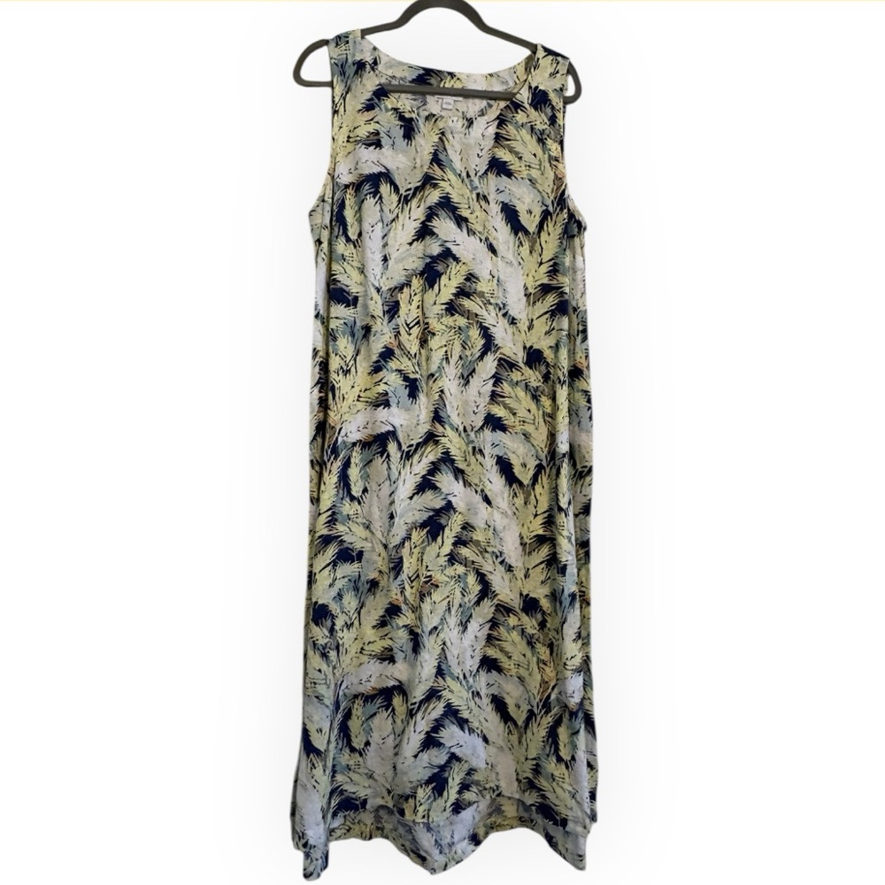 J. Jill Love Linen Midi Sun Dress – Tropical Palm Leaf Print, Size Large - Picture 3 of 8